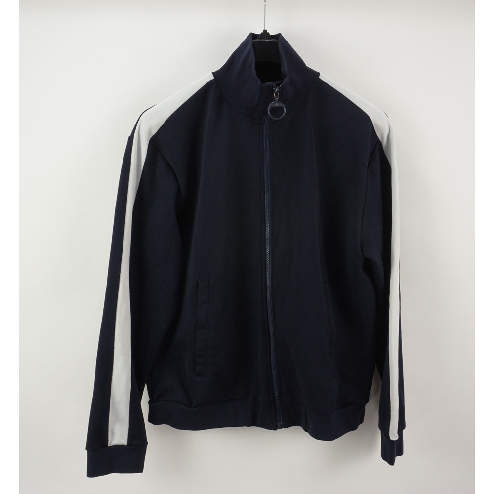 J.‎ Lindeberg Full Zip Track Jacket Men's XL Navy Blue & White Striped Stretch